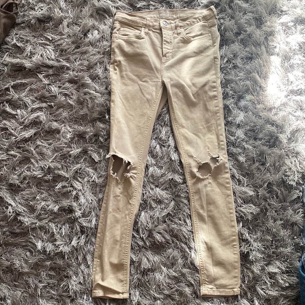 Free People “Busted Knee” Ankle Jeans